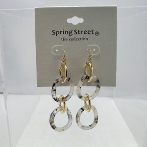 Nordstrom chain link fishhook drop earring gray marble and gold